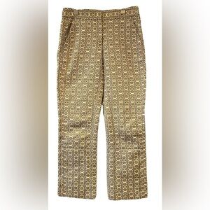 Tory Burch Gemini Link Jacquard Pant In Neutral Gold Slacks NWT Elegant Gold